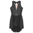 thumbnail image 3 of RUNQHUI Robe de Patinage Artistique Sans Manches pour Filles avec Strass, Gymnastique Asymétrique, Compétition, Danse, Noir 14, 3 of 6