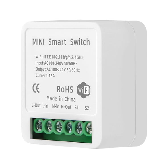 Mini Wifi Switch Module 16A Wi-Fi Smart Relay Light Switch APP Remote Control Voice Control DIY Circuit Breaker Module Home Appliance Automation (AC 100-240V)