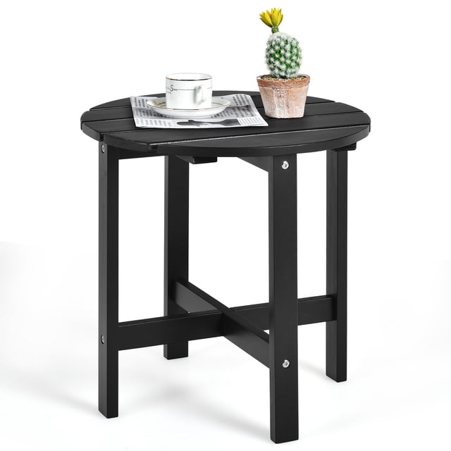 Patiojoy Table d'Appoint Rond d'Extérieur de 18 Pouces Table Basse en Bois Convenant au Jardin, au Patio, au Balcon Noir