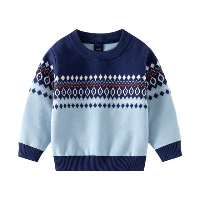 YTDSCS Chandail pour Garçons de 2 à 7 Ans Patchwork Tricoté Manches Longues pour Tout-Petit Automne Hiver Col Rond