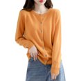 thumbnail image 2 of Hontri Cardigans pour Femmes Légers Offres à Moins de 15 $, Cardigan Basique pour Femmes à Col Rond, Manches Longues, Boutonné, Manteau Court en Molleton à Col Rond pour Femmes Orange G, 2 of 6