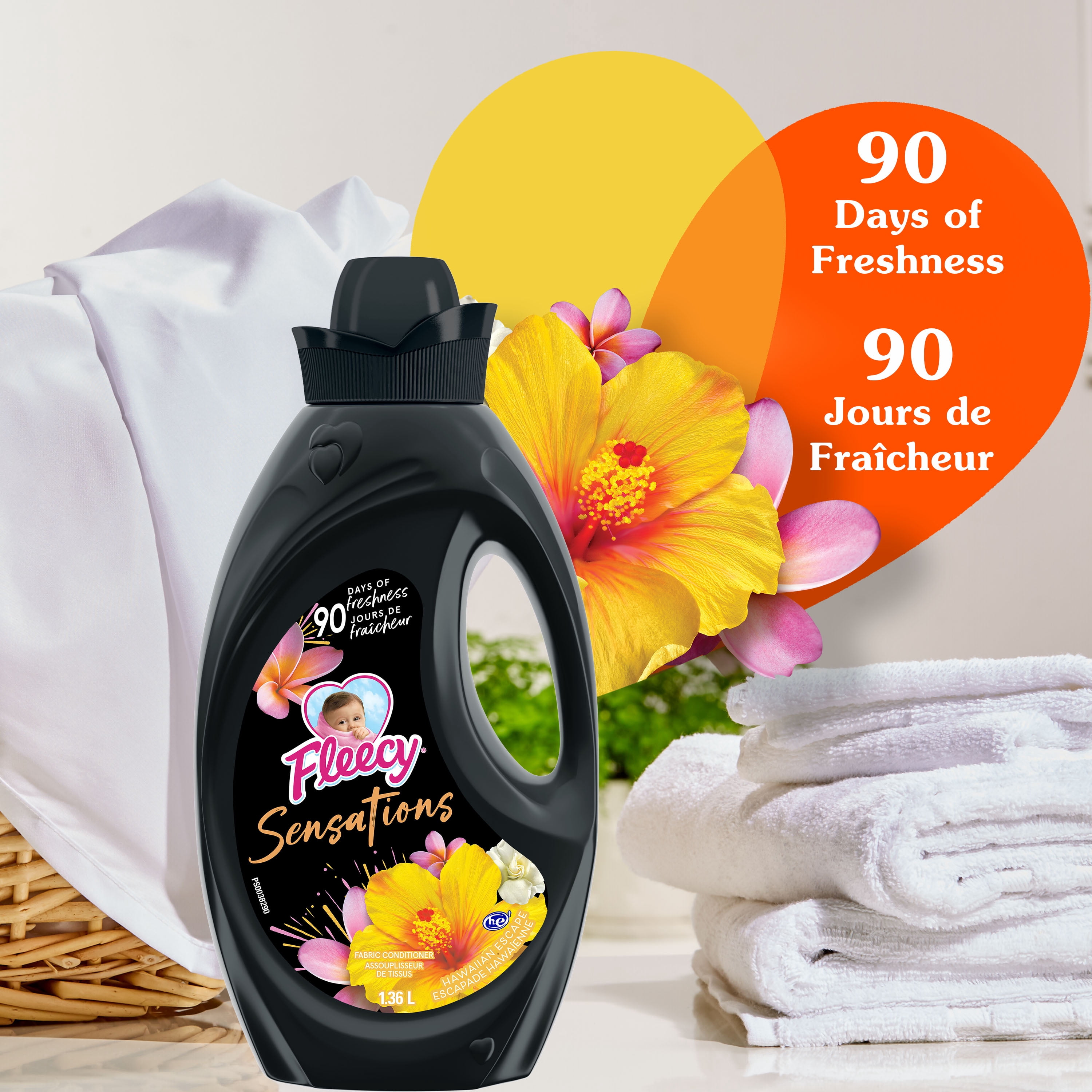 Fleecy Sensations Assouplissant Textile Liquide, Hawaiian Escape - 1,36 L