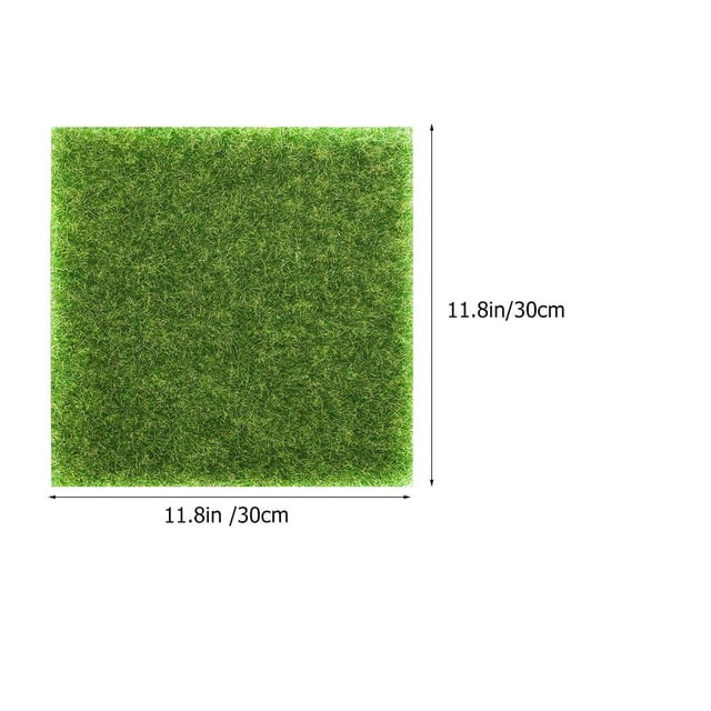 STRANDCHIC 4Pcs Artificial Grass Pad Green Decorative Lawn Mat for Patio Balcony Home Use