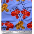 thumbnail image 1 of Soimoi Cotton Duck Fabric Leaves & Aster Floral Print Fabric by Yard 56 Inch Wide, 1 of 3