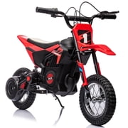 BeesClover 24V Ride on Motorcycle for Kids,13.6MPH Fast Speed Electric Battery-Powered Off-Road Motocross with 250W Strong Motor, Chain-Driven,Leather Seat,Disc Brake,Air-Filled Tires