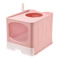 thumbnail image 1 of Bunblic Fully Enclosed Hooded Cat Litter Box Cat Toilet Removable Reusable Front Entry Top Exit Drawer Type Cats Potty Pet Litter Box Pink, 1 of 8