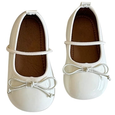 MIASHUI Toddler Girls Ballerina Flats Kids Mary Janes School Uniform Dress Shoes,White,7.5-8 Years