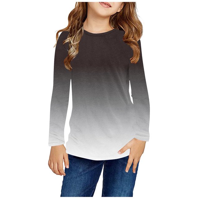 Mefallenssiah Blouses & Chemises à Manches Longues Col Rond Filles Chemises à Manches Longues Imprimés Mignons Col Rond Hauts Blouses Décontractées Habillées Vêtements