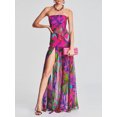 thumbnail image 2 of Faithtur Robe Tube pour Femmes Slim Sans Bretelles Dos Nu Patchwork en Maille Imprimé Léopard Tropical Fente Haute Longue Robe pour Fête Club Nuit, 2 of 7