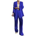 thumbnail image 1 of Timegard 2 Piece Suits Set for Women Button V Neck Open Front Jackets Business Office Wide Leg Pant Blazer Outfits, 1 of 6