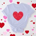 thumbnail image 1 of Meichang T-Shirts de la Saint-Valentin pour Femmes Hauts Mignons Imprimé Cœur Hauts Mignons Col Rond Manches Courtes Décontracté T-Shirts de Vacances Saint-Valentin, 1 of 6