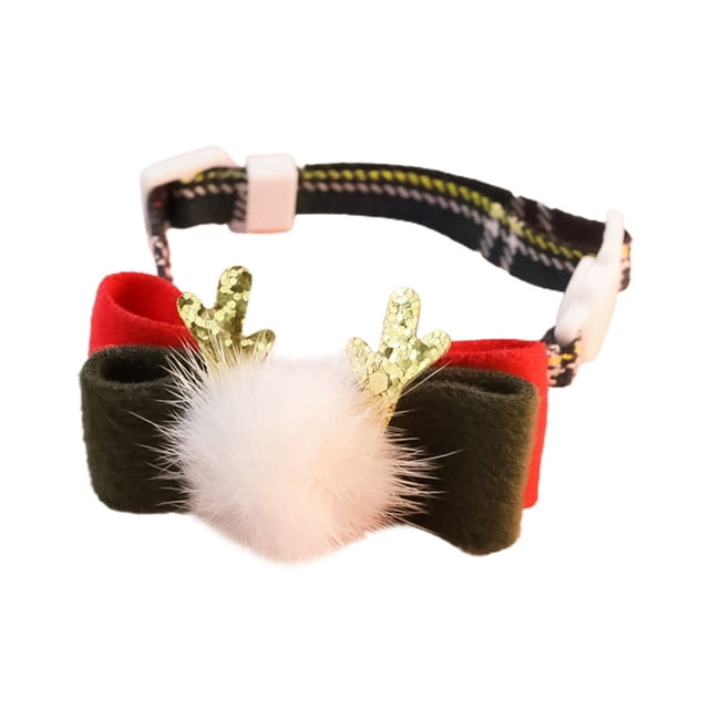 Collier pour Animaux de Compagnie Réglable à Libération Rapide Motif Exquis Effet Visuel Brillant Résistant aux Morsures Déguisement Collier de Chat de Noël avec Mini Cloche Fournitures pour Animaux de Compagnie