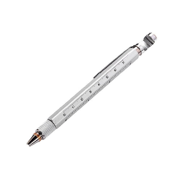 Stylo 8en1 Fonction Règle Tournevis Multifonctionnel Stylo Bille en Métal 1ml