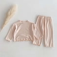 thumbnail image 2 of JAKANYQ Toddler Spring New Girls Cozy Solid Color Versatile 2PCS Sets Home Wear Beige 5-6 Years, 2 of 3