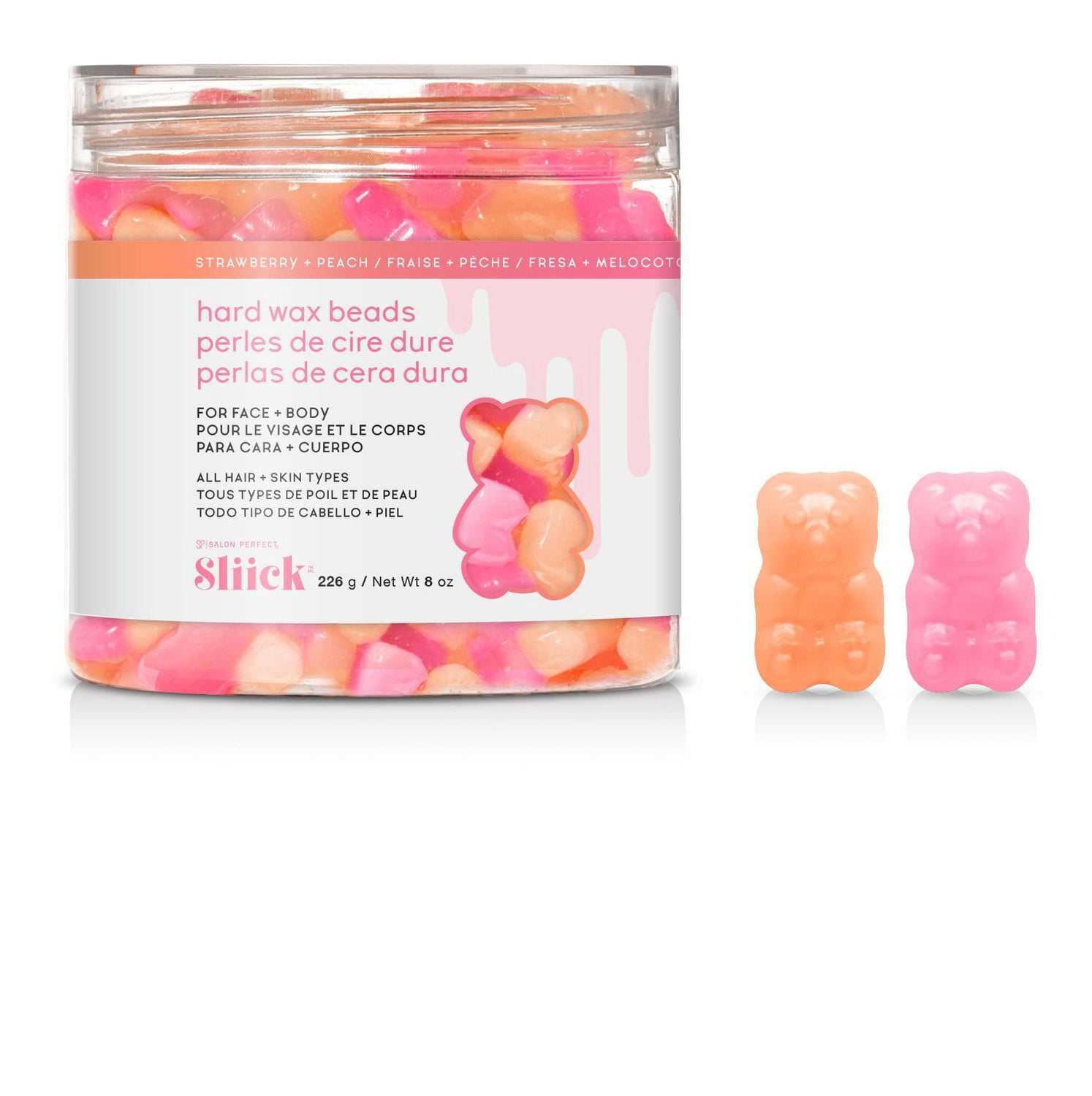 Sliick - Strawberry + Peach - Hard Wax Beads - For Face + Body - 226g