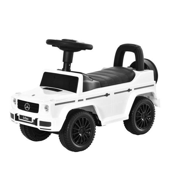 Aosom Voiture à Glissade Compatible pour Bébé, Jouets à Chevaucher pour Tout-Petits, Pousse-Pousse à Propulsion par les Pieds, avec Klaxon, Rangement du Siège, Système Anti-Renversement Blanc