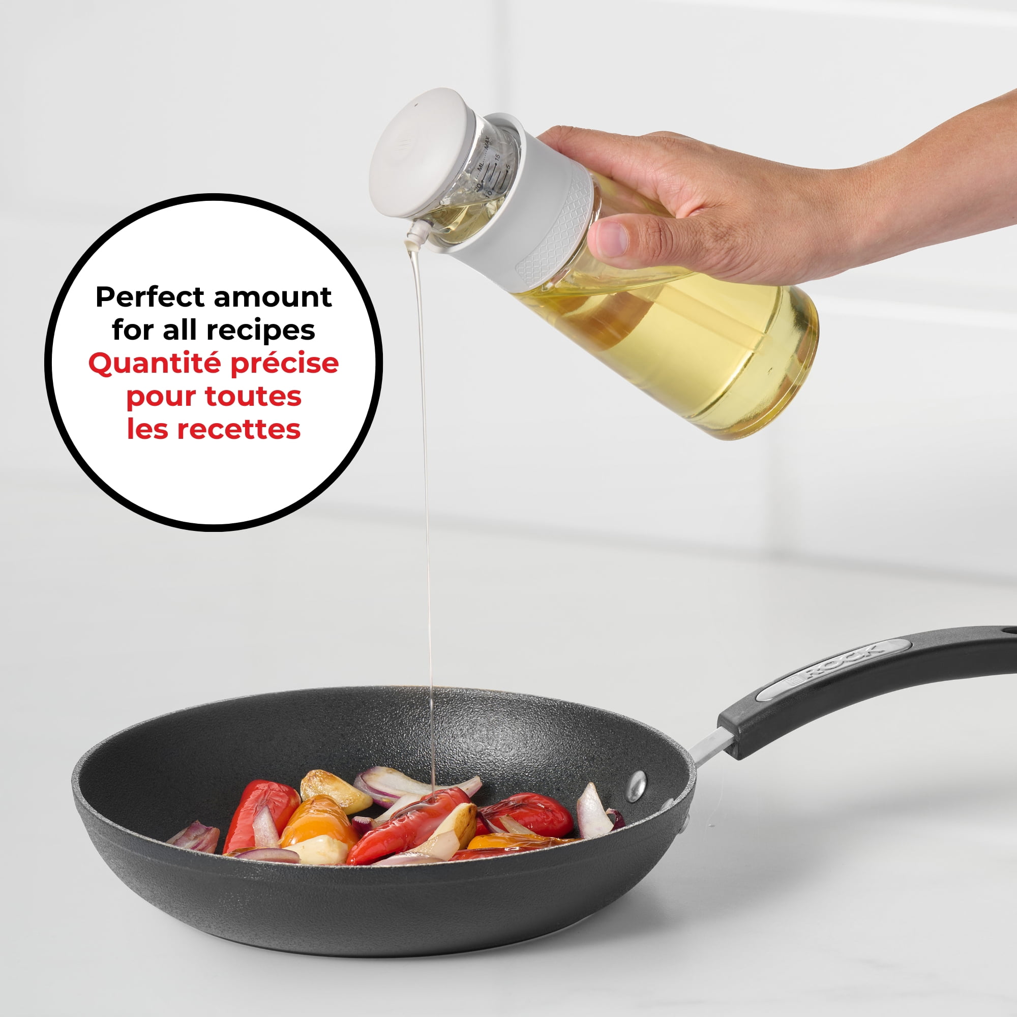 Starfrit Press-Top Oil Dispenser Bottle, Pump Action, 320ml (10oz), Glass Bottle, Dripless Spout, Portion Control, Cooking Salad