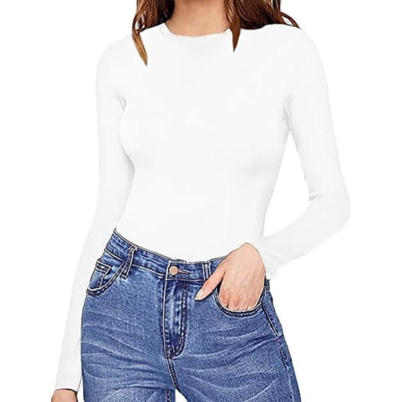 Women's Round Neck Long Sleeve Bodysuit Sexy Jumpsuit Pajamas Sleepwear Loungewear