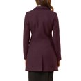 thumbnail image 3 of INSPIRE CHIC Manteaux pour Femmes Revers Cranté Manches Longues Simple Boutonnage Automne Hiver Caban TP Rouge Violacé, 3 of 7