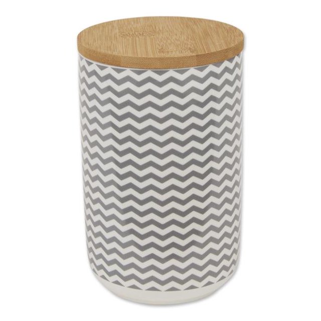 Design Imports CAMZ14126 Ceramic Treat Canister, Gray Chevron