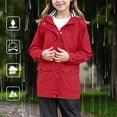 thumbnail image 2 of TIEVOSA Coupe-Vent à Capuche pour Filles Manteau Imperméable Léger avec Capuche Réglable pour Activités Extérieures 5-6 Ans (Rouge), 2 of 8