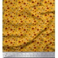 thumbnail image 1 of Soimoi Gold Modal Satin Fabric Flower Artistic Print Fabric by the Yard 42 Inch Wide, 1 of 3