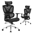 thumbnail image 1 of Ergonomic Mesh Executive Office Chair with Lumbar Support, High Back Computer Chair with Adjustable Headrest and Armrests, 3 Level Tilt, Swivel, Breathable Mesh, Black, 1 of 7