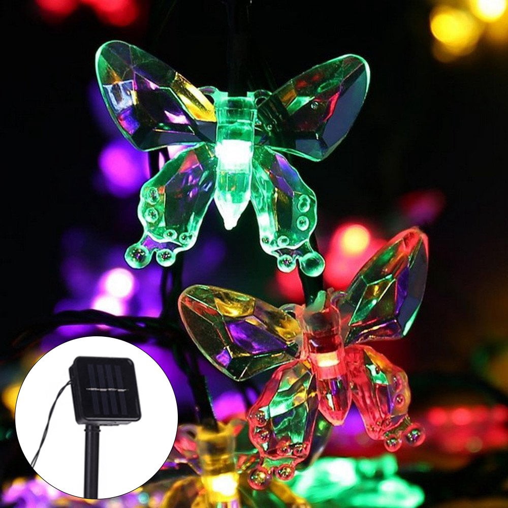 50 Led Butterfly Solar Lights Outdoor Solar Powered String Light Butterfly Fairy Garden Lights  Outdoor Waterproof Lighting for Lawn Patio Wedding Party Decor 7m / 23FT