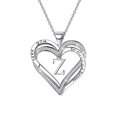 thumbnail image 1 of Ladies Double Heart Diamond Necklace With 26 English Letters Couple Necklace, 1 of 8