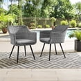 thumbnail image 2 of Modway Endeavor 19" Rattan & Fabric Patio Dining Armchair in Gray (Set of 2), 2 of 6