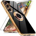 thumbnail image 1 of ORUYROP for Samsung Galaxy S24 Plus Case with Screen Protector, Built-in 360 Rotation Ring Holder Magnetic Stand, Luxury Shiny Plating Edge Shockproof Electroplated Protective Cover (Black/Gol, 1 of 6