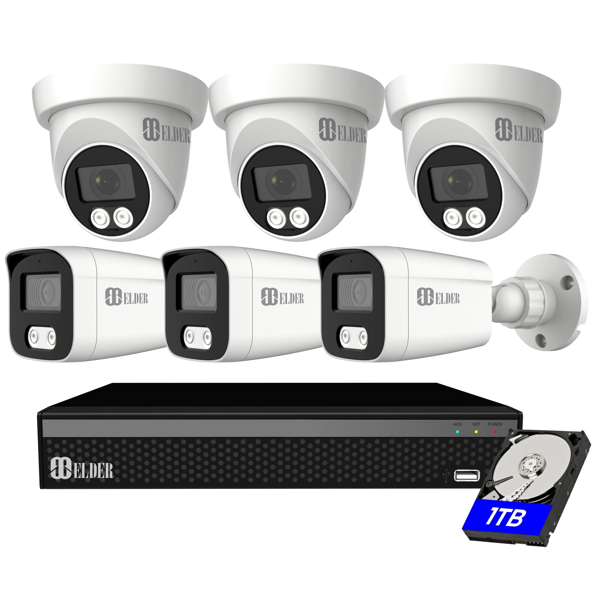 Security Camera System 4K Spotlight, 6-Camera 8Ch DVR Surveillance Kit Outdoor DIY Wired 1TB Audio Color Night Vision, 8MP Home Security Camera System
