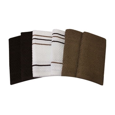 Mainstays Kitchen Towels 6 pack, 100% Cotton, 16 x 26 in, Tan