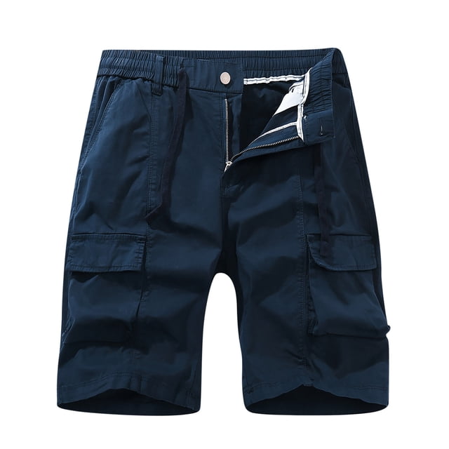 KIHOUT Mens Casual Athletic Shorts - Cotton Summer Beach Solid Color Golf Cargo Shorts with Multi Pockets