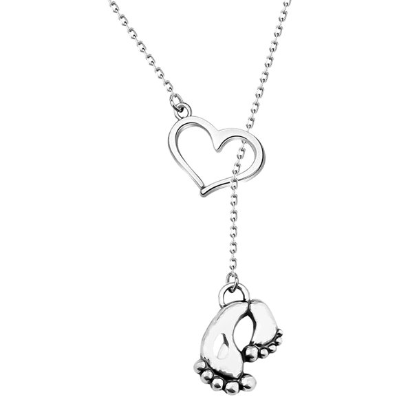 Personalized Baby Feet Necklace for Mom in Silver Alloy with Unique Design Clavicle Chain Jewelry