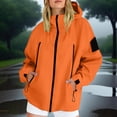 thumbnail image 2 of JGGSPWM Manteau Femme Uni à Fermeture Éclair avec Poches, Imperméable d'Extérieur, Coupe-Vent Léger de Randonnée avec Capuchon, Orange G, 2 of 8