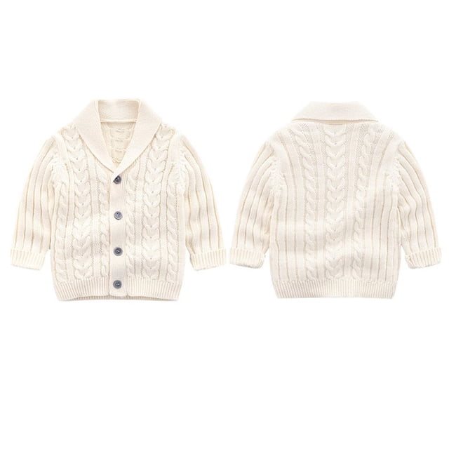 Posijego Cardigans for Baby Boys Cable Knit Open Front Sweater Toddler Little Boys Button up Cardigan Jacket