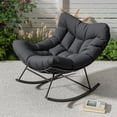 thumbnail image 1 of Outdoor Papasan Rocking Chair, Oversized Rocking Chair with Sturdy Metal Frame, Patio Rattan Egg Rocker for Balcony Backyard Porch Bedroom, 1 of 6