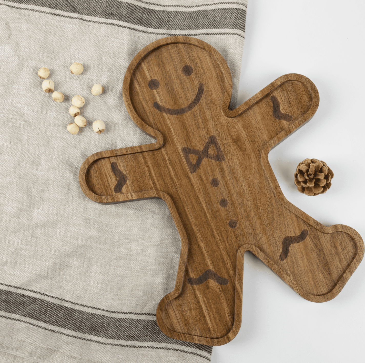 Holiday Time Gngrbbd Man 14"×11"" Plateau en Bois d'Acacia