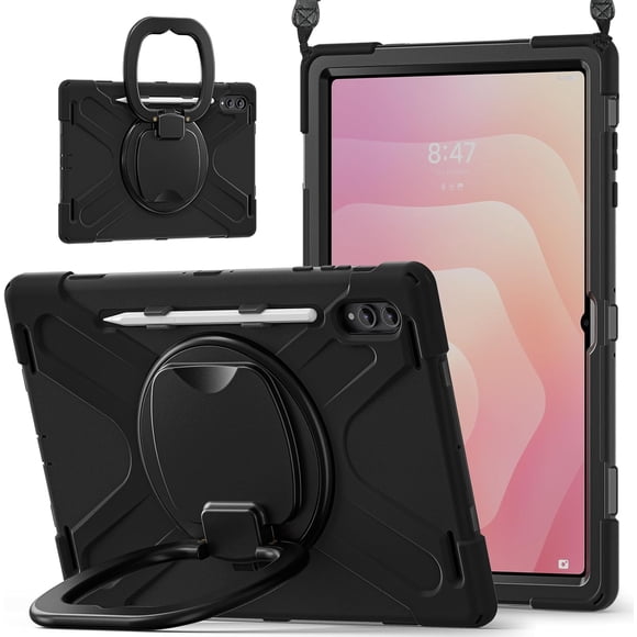 Samsung Galaxy Tab S11 Ultra2025 Modèle Étui de Protection, Support à 360 Degrés, Support pour Stylet S (Noir)