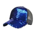 thumbnail image 1 of letairis Breathable WomenAdjustable Ponytail Baseball Cap Sun Protection Fashionable UV Protection Sun Caps blue, 1 of 6