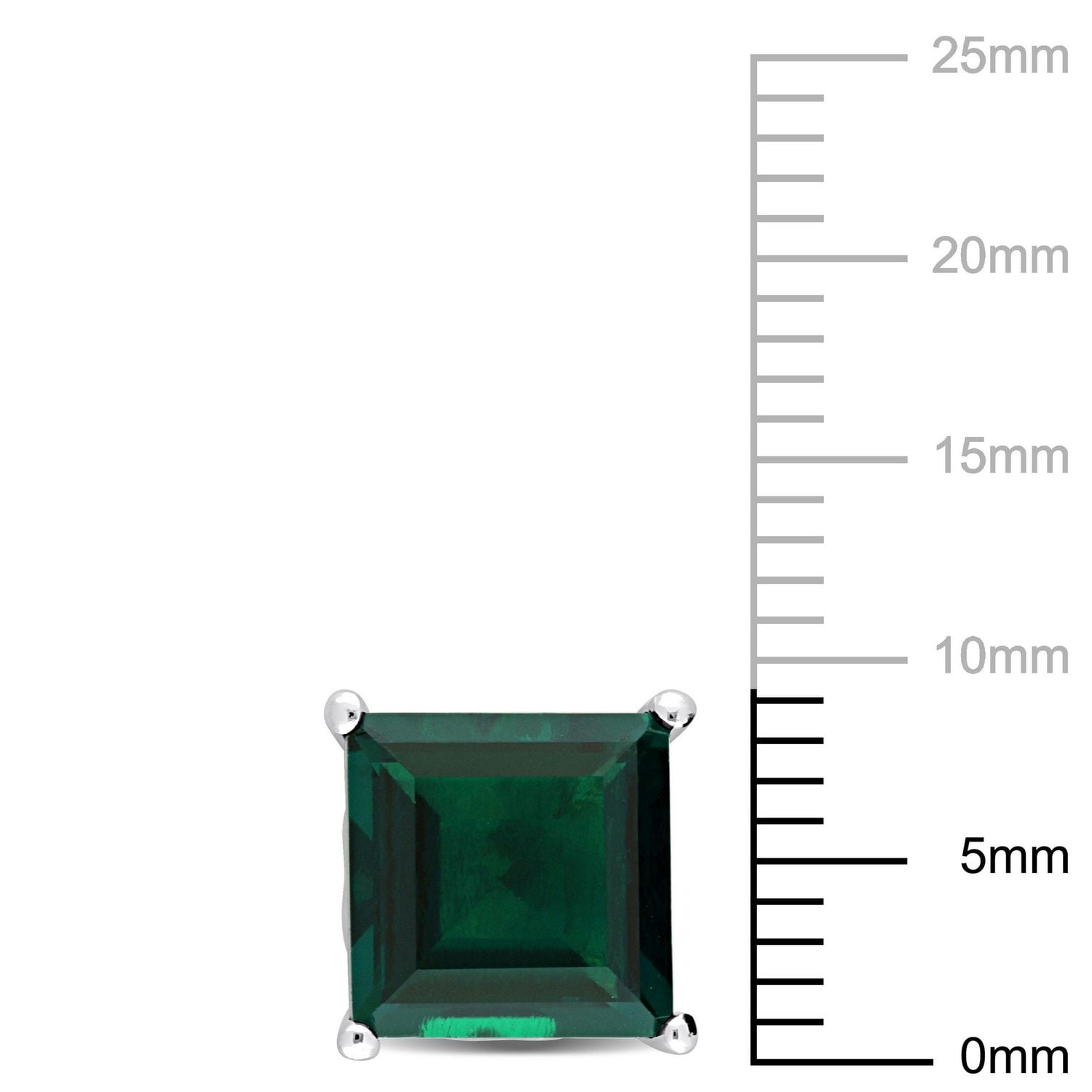 Miabella Princess-Cut Created Emerald Solitaire Stud Earrings in Sterling Silver