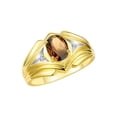 thumbnail image 4 of RYLOS Men's Rings 14K Yellow Gold Rings Classic Designer Style 9X7MM Oval Gemstone &  Diamond Ring Smoky Quartz June Birthstone Rings For Men Size 11, 4 of 7