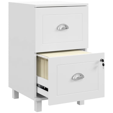 HOMCOM Lockable 2 Drawer File Cabinet with Hanging Bars for A4 and Letter