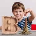 thumbnail image 3 of Agiferg Personalized Wooden Name Money Box Wooden Deposit Box Twenty Six English Letters, 3 of 6