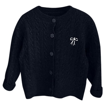 Girls' Autumn Clothes Mori Knit Cardigan Spring And Autumn New Children'S Foreign Style Girl Baby Sweater Coat Girls Tops, Tees & Shirts Navy 80/12 M—24 M