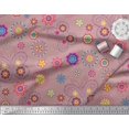 thumbnail image 3 of Soimoi Pink Polyester Crepe Fabric Insect & Floral Clip Art Fabric Prints by Yard 52 Inch Wide, 3 of 3