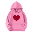 thumbnail image 2 of Milgrthf Chandails à Capuchon et Chandails Molletonnés pour Filles avec Écusson en Forme de Cœur, Épais, Manches Longues, Col Ras du Cou, Chandail à Capuche à Enfiler pour Préadolescente, Rose, 3 Ans, 2 of 4