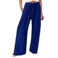 thumbnail image 1 of Timegard Womens Pants Plus Size Elastic High Waisted Drawstring Wide Leg Lightweight Casual Loose Trousers, 1 of 5
