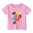 thumbnail image 1 of FhsagQ le 7 Juillet Garçon et Fille Mode Décontractée Imprimé Col Rond Ample Manche Courte T-Shirt Haut Petite Fille le 7 Juillet T-Shirts Taille 9/10 Pâques Filles T-Shirts d'Été Taille 6/7 8-9 Ans, 1 of 3